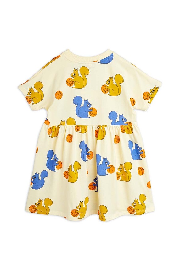 Mini Rodini sukienka bawełniana dziecięca Squirrels 2425012623 żółty SS24