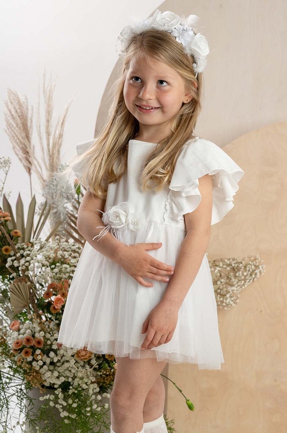 Jamiks sukienka bawełniana dziecięca bawełna beżowy JUDITH.II.Suk.JLG077.G