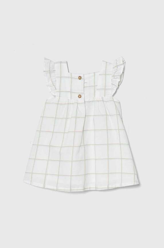 Ľanové šaty pre bábätká United Colors of Benetton 4YP7AV00G.W.Seasonal biela SS24