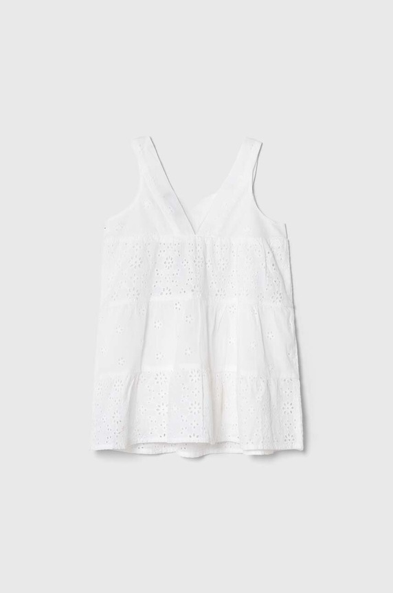 United Colors of Benetton rochie din bumbac pentru copii 4ZRLGV01P.P.Seasonal alb SS24