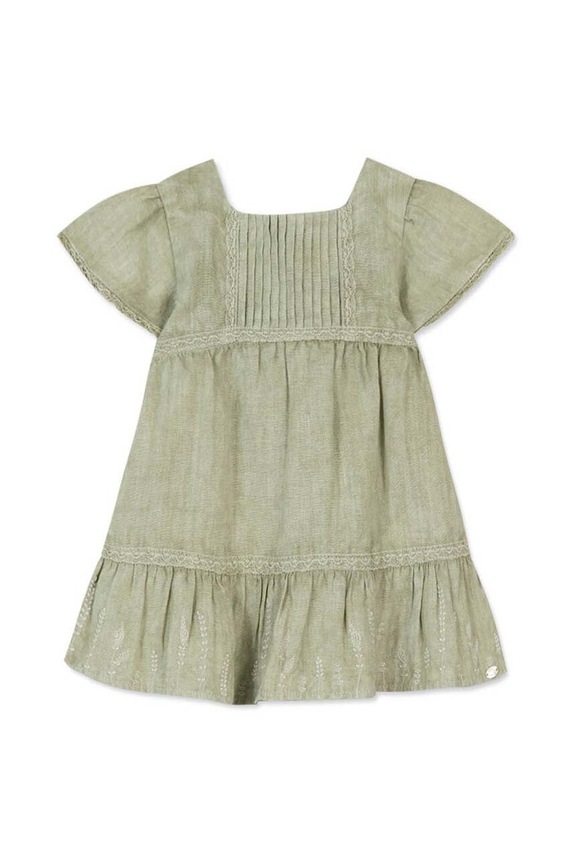 Tartine et Chocolat vestito in lino per neonati TY30181.80.94 verde SS24