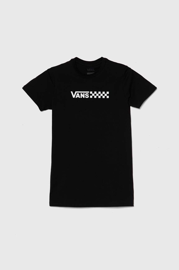 Dětské bavlněné šaty Vans CHALKBOARD RELAXED TEE DRESS mini černá VN000AEJBLK