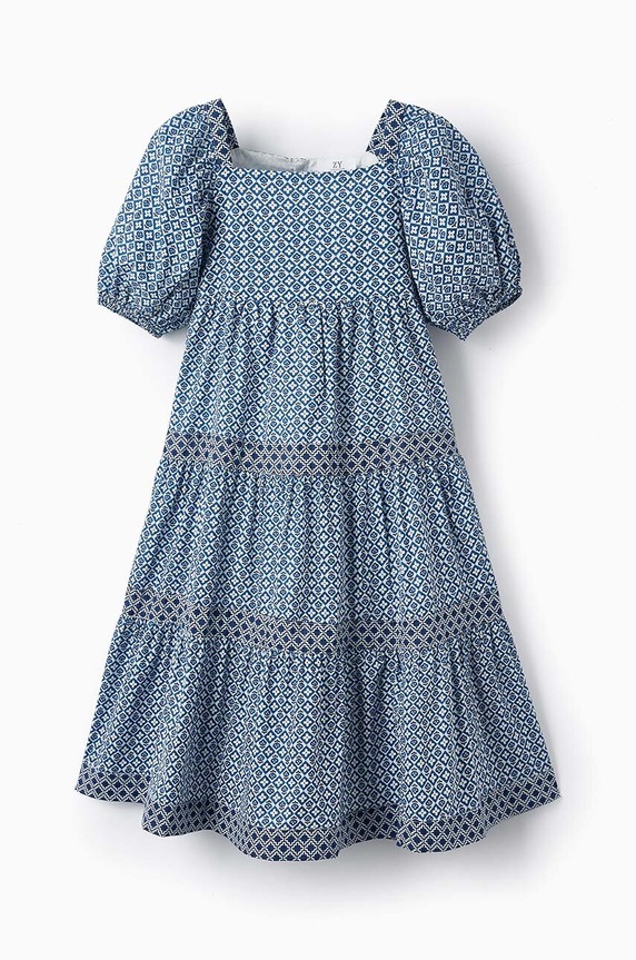 Παιδικό βαμβακερό φόρεμα zippy 3105948801 μπλε SS24