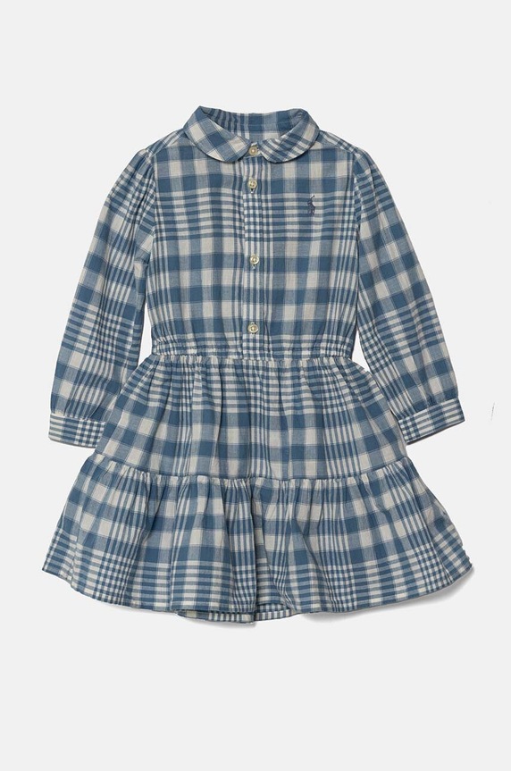 Detské bavlnené šaty Polo Ralph Lauren káro modrá 310940806001