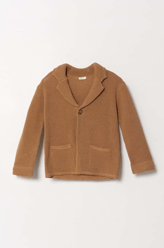 Cardigan s lněnou směsí United Colors of Benetton středně silná hnědá 1NGJA6005.W.Seasonal