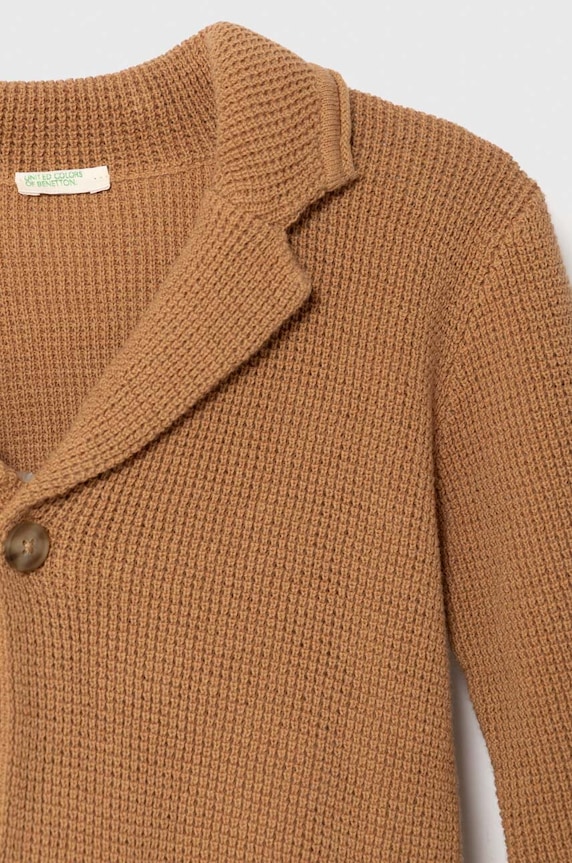 CHLAPEC Cardigan s lněnou směsí United Colors of Benetton 1NGJA6005.W.Seasonal hnědá