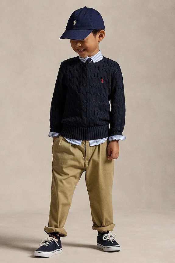 Polo Ralph Lauren sweter bawełniany dziecięcy granatowy 322702674060