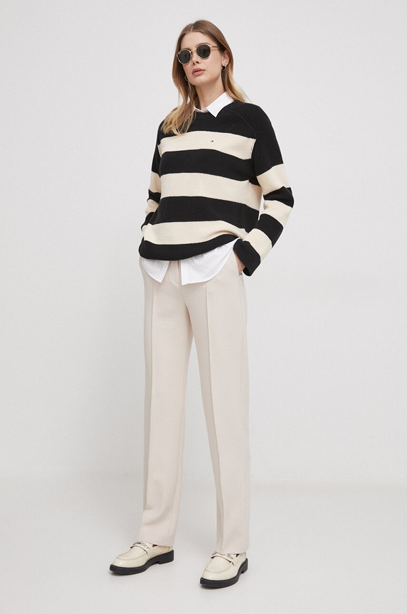 Tommy Hilfiger sweter bawełniany WW0WW40751 czarny AW24