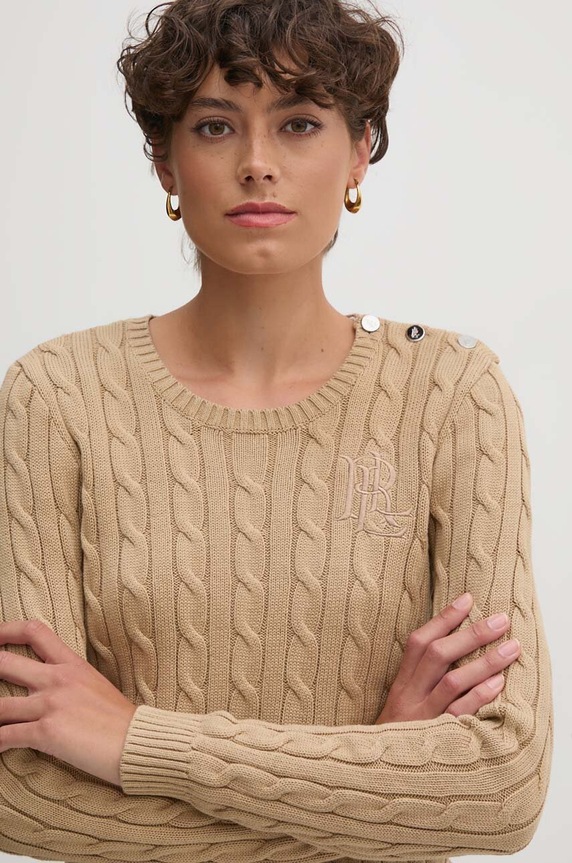 Lauren Ralph Lauren sweter bawełniany beżowy 200932223
