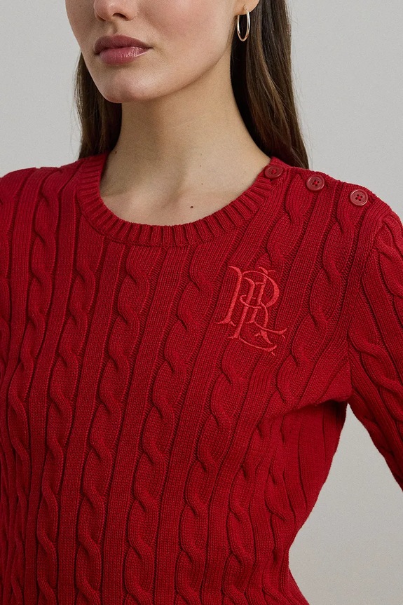 Bavlněný svetr Lauren Ralph Lauren červená 200932223