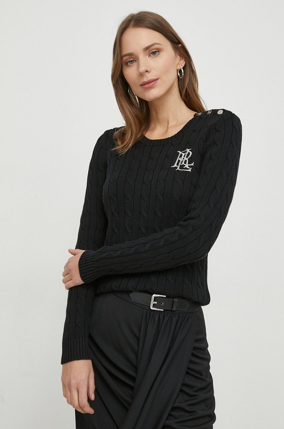 Lauren Ralph Lauren sweter bawełniany bawełna czarny 200932223
