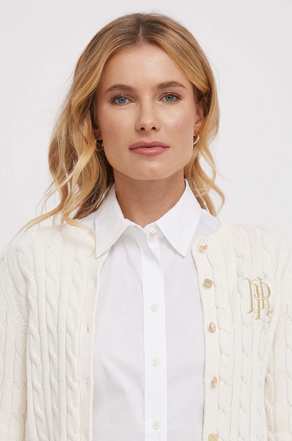 Pamučni pulover Lauren Ralph Lauren bež 200932225