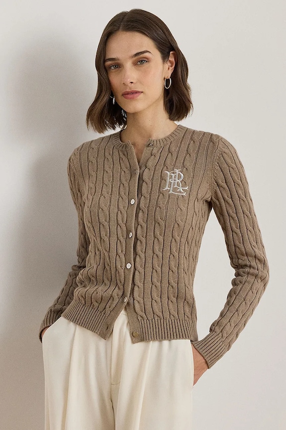 Памучна жилетка Lauren Ralph Lauren бежов 200932225