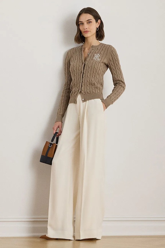 Дрехи Памучна жилетка Lauren Ralph Lauren 200932225 бежов