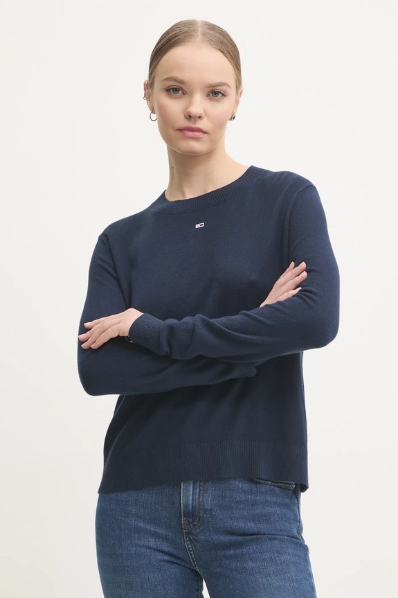 Tommy Jeans pulóver sima sötétkék DW0DW17254