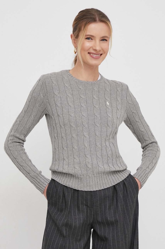 Βαμβακερό πουλόβερ Polo Ralph Lauren βαμβάκι γκρί 211943903