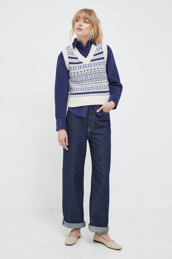 Γιλέκο από μείγμα μαλλιού Levi's A7103 μπλε SS24