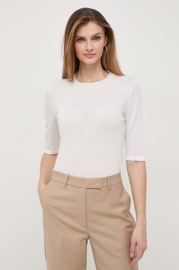 Max Mara Leisure gyapjú póló és kardigán 2416381027600 fehér SS24