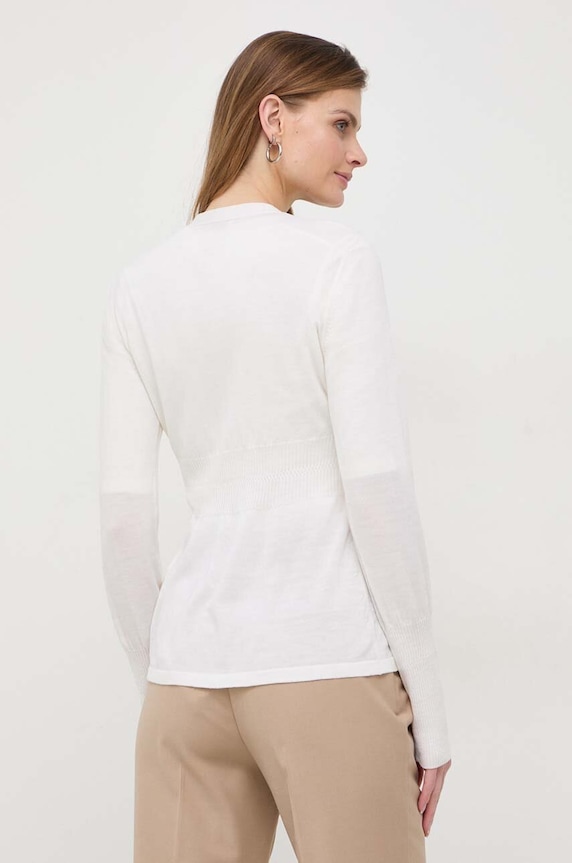 Max Mara Leisure gyapjú póló és kardigán fehér 2416381027600