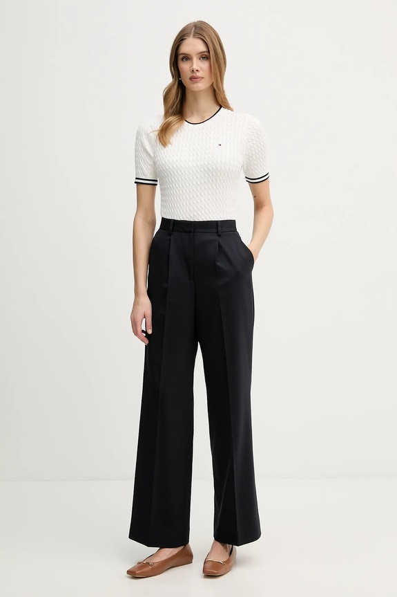 Pamučni pulover Tommy Hilfiger WW0WW41787 bež SS26