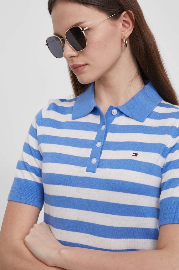 Tommy Hilfiger pulóver gombolós kék WW0WW37937