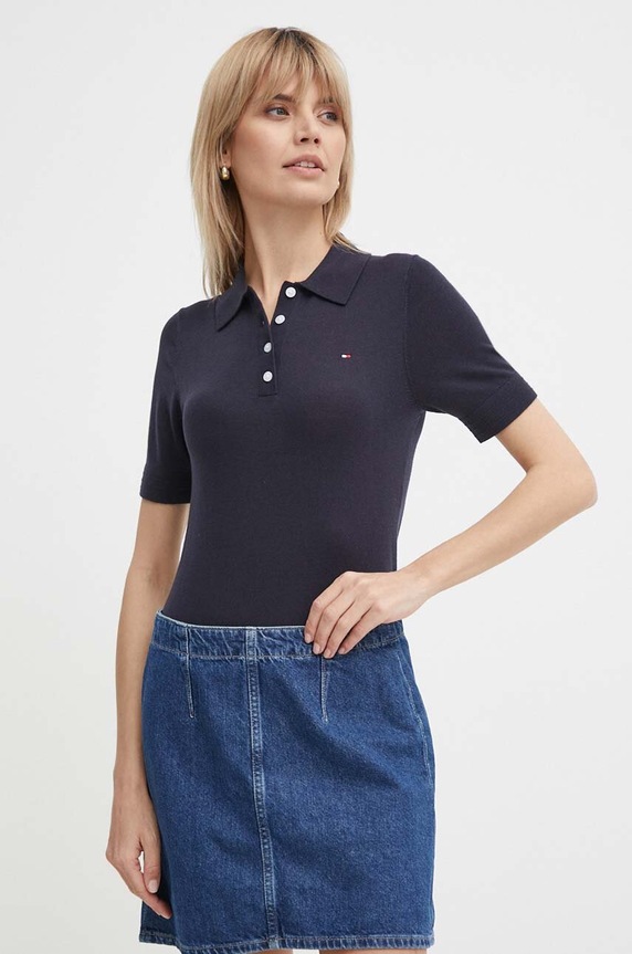 Tommy Hilfiger pulóver gombolós sötétkék WW0WW37937