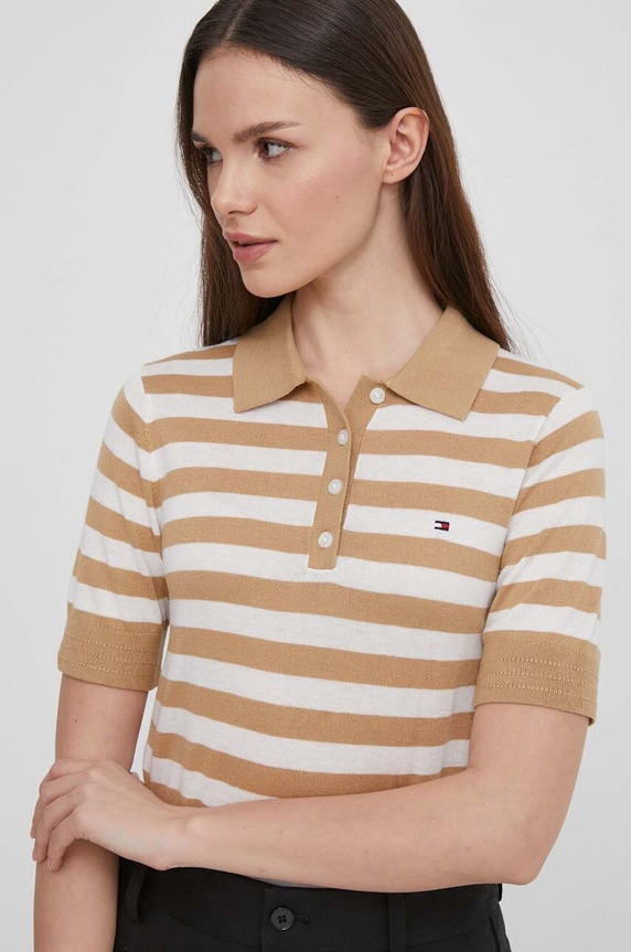 Tommy Hilfiger pulóver gombolós bézs WW0WW37937