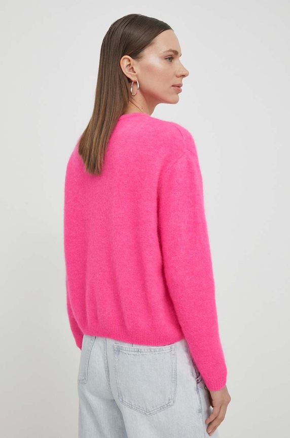 Oblačila Volnena jopica American Vintage GILET ML COL ROND VITO19EH23 roza