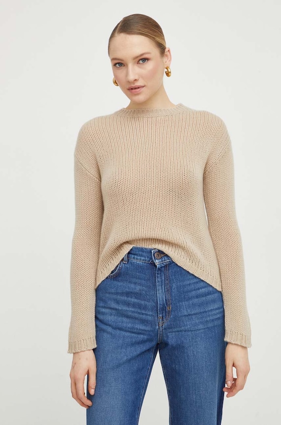 Weekend Max Mara pulover de lână grosime medie bej 2415361031600
