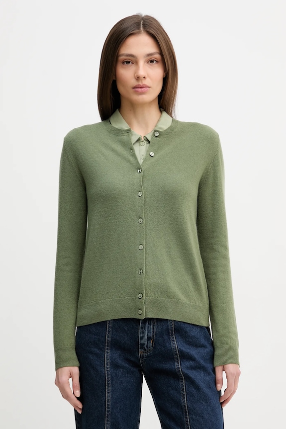 United Colors of Benetton cardigan din lana verde 1002D5485