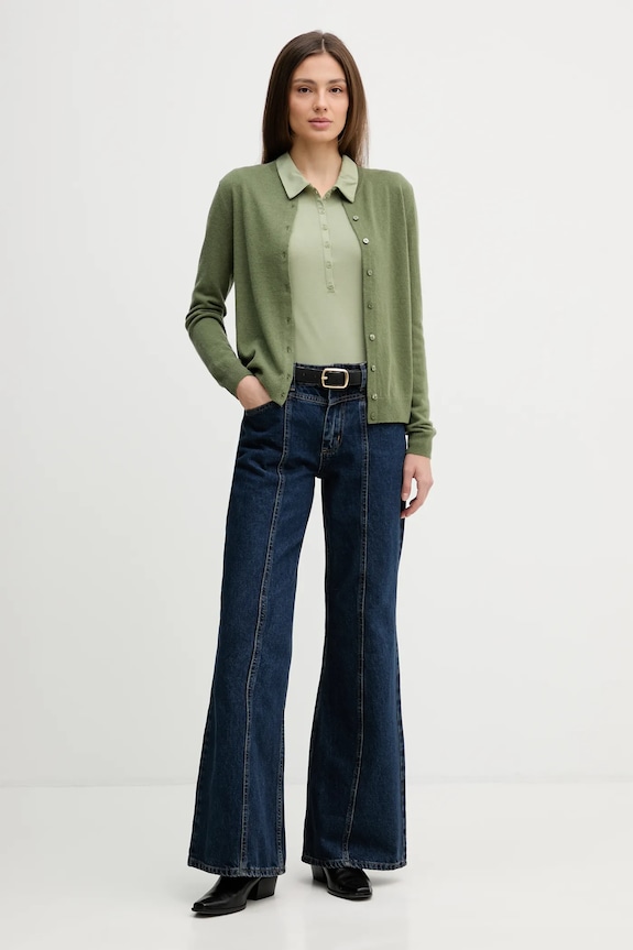 United Colors of Benetton cardigan din lana 1002D5485 verde SS26