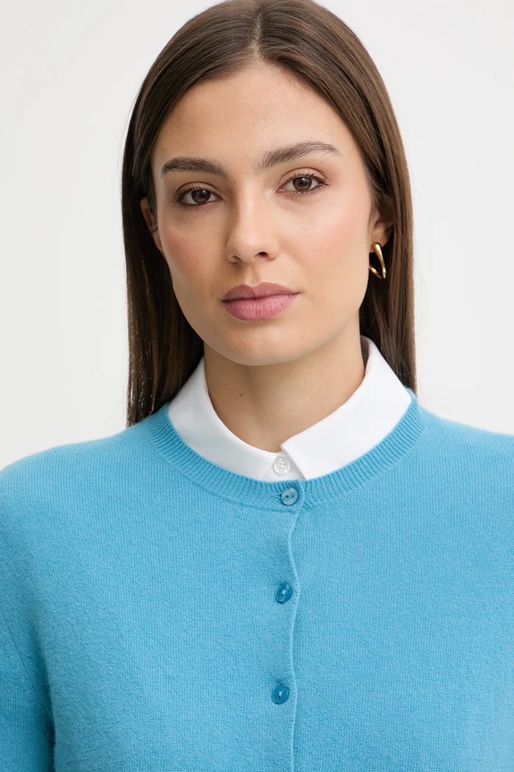 United Colors of Benetton cardigan din lana albastru 1002D5485