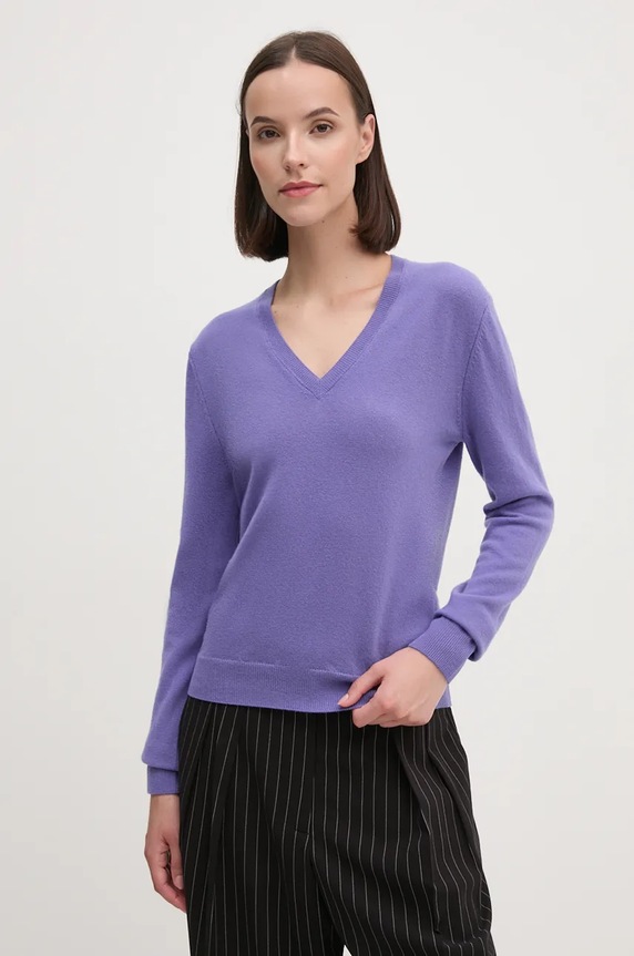 United Colors of Benetton gyapjú pulóver lila 1002D4488