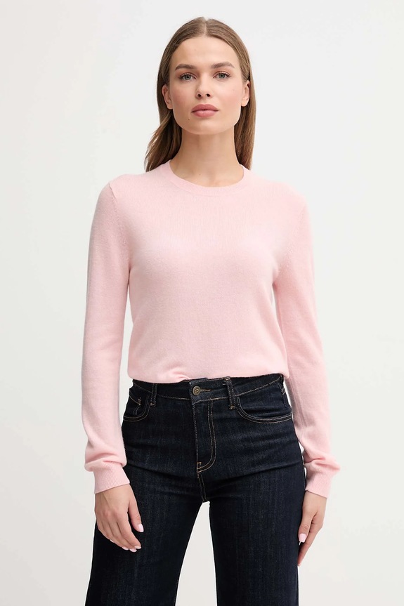 United Colors of Benetton sweter wełniany okrągły różowy 1002D1K01