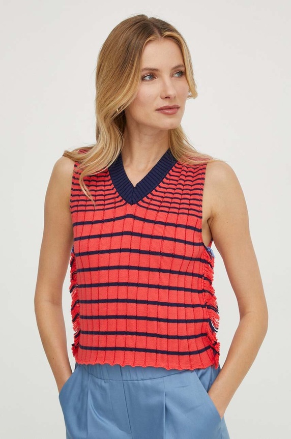 Pamučni prsluk United Colors of Benetton pamuk crvena 1494E401J