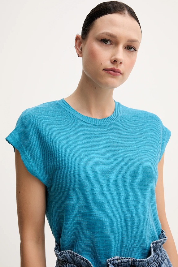 Γιλέκο με λινό μείγμα United Colors of Benetton μπλε 105GD109Z