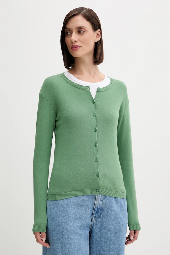 United Colors of Benetton cardigan din bumbac uni verde 1091D5558