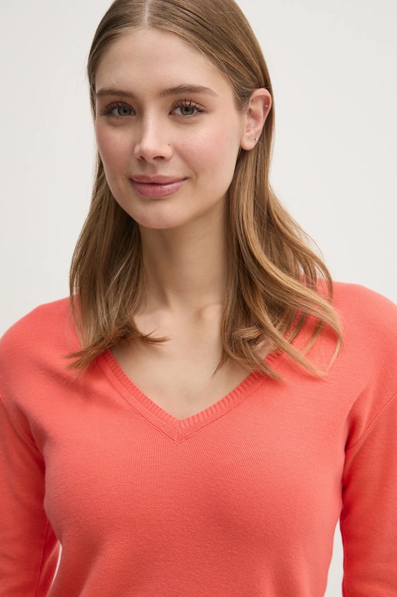 Bombažen pulover United Colors of Benetton oranžna 1091D4625