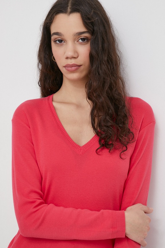 United Colors of Benetton sweter bawełniany różowy 1091D4625