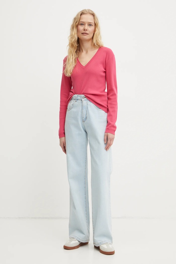 Pamučni pulover United Colors of Benetton 1091D4625 roza AA00