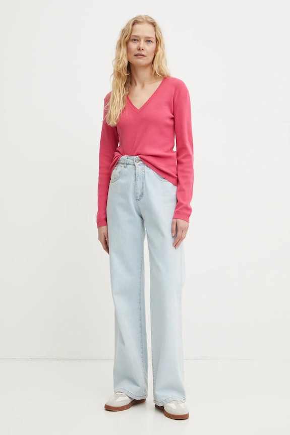 Pamučni pulover United Colors of Benetton 1091D4625 roza AA00