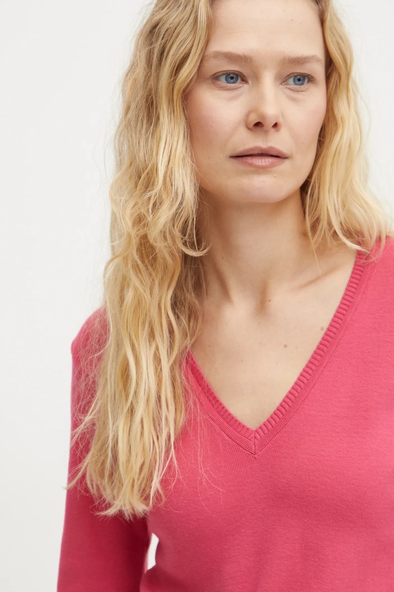 Pamučni pulover United Colors of Benetton roza 1091D4625