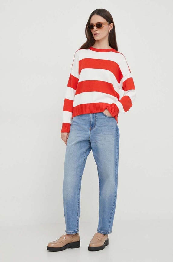United Colors of Benetton sweter bawełniany 1494E105J czerwony AA00