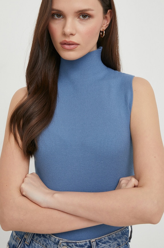 Top Sisley slim modrá 14ETM201O