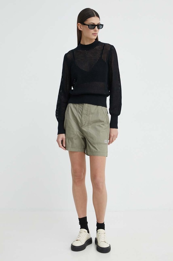 Marc O'Polo sweter z domieszką lnu 403501060385 czarny SS24