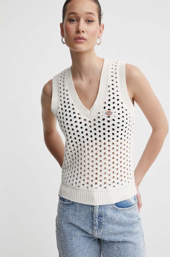 Dickies kamizelka bawełniana INGALLS VEST W bawełna beżowy DK0A4YT3