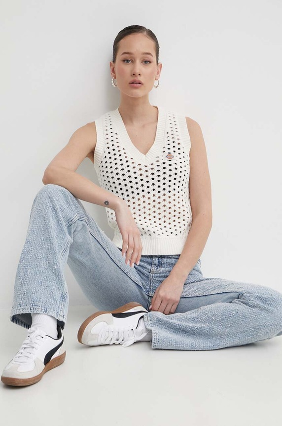 Dickies kamizelka bawełniana INGALLS VEST W DK0A4YT3 beżowy SS24