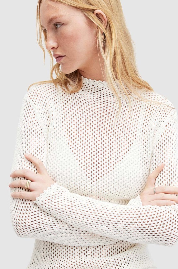 Πουλόβερ AllSaints AVRIL WK541Z λευκό SS24