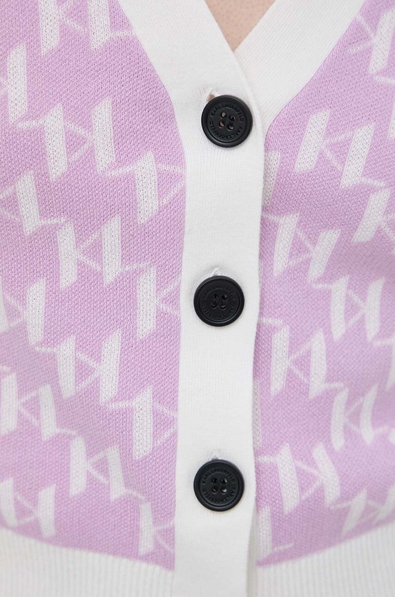 Πλεκτή ζακέτα Karl Lagerfeld 241W2007 μωβ