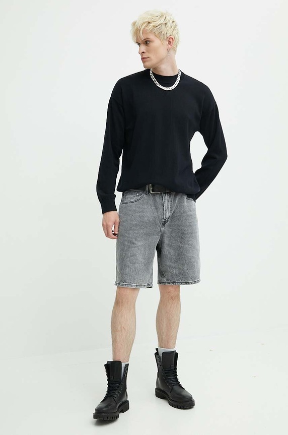 HUGO sweter bawełniany 50486860 czarny SS24